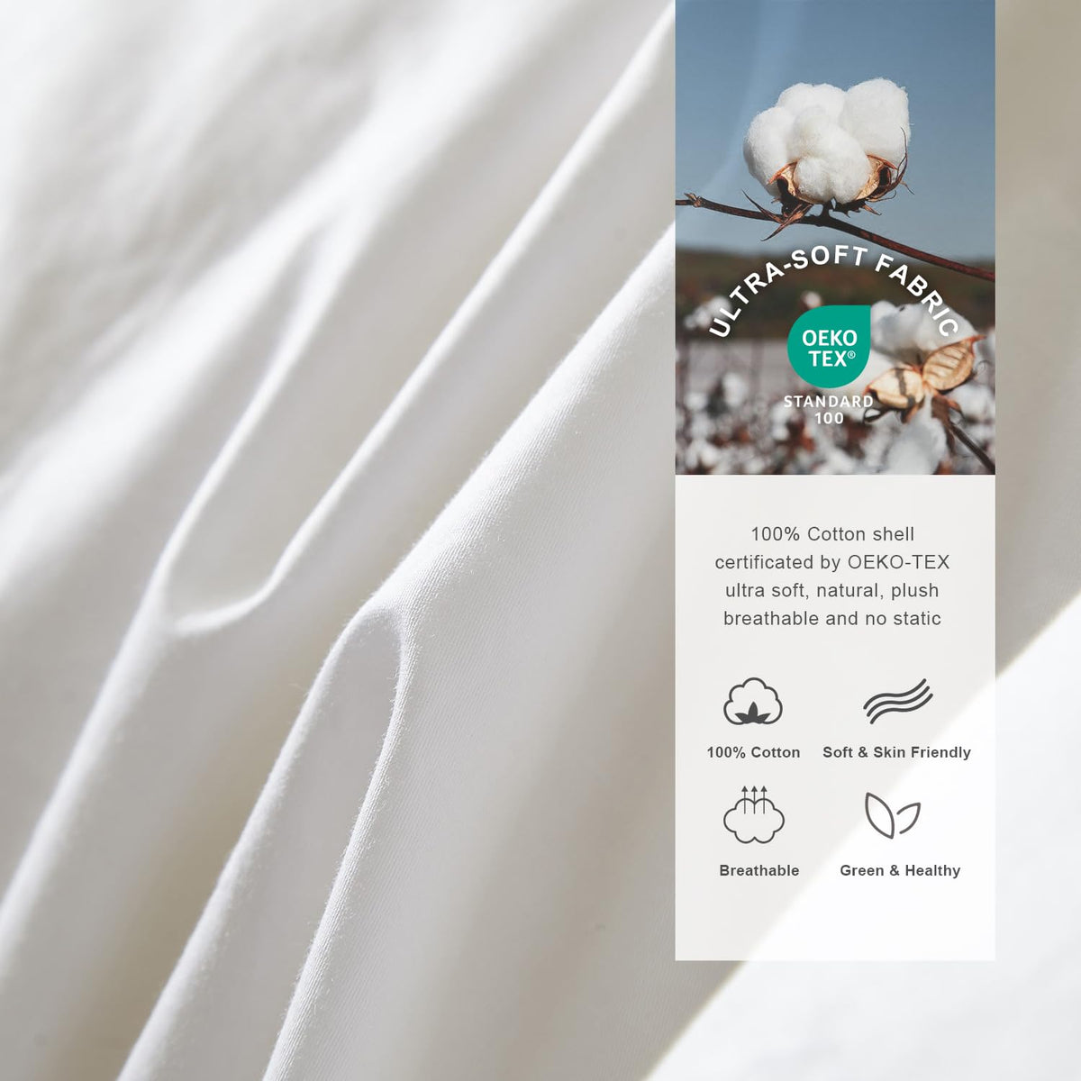 Royoliving organic cotton cover close-up highlights soft breathable fabric.