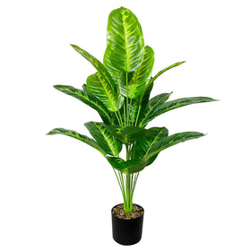 Rozwkeo banana tree in pot front view highlights lifelike foliage for realistic indoor decor