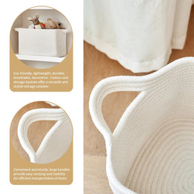 RRUNKA cotton rope basket set of 3 blanket storage on closet shelf.