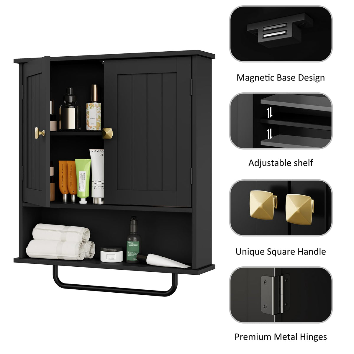 RRX adjustable shelf design adapts to tall bottles and small items