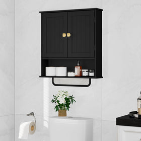 RRX wall-mounted storage with towel bar keeps towels within easy reach