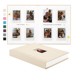 Rseozr Instax mini album beige cover with 112 pockets for organized memories.