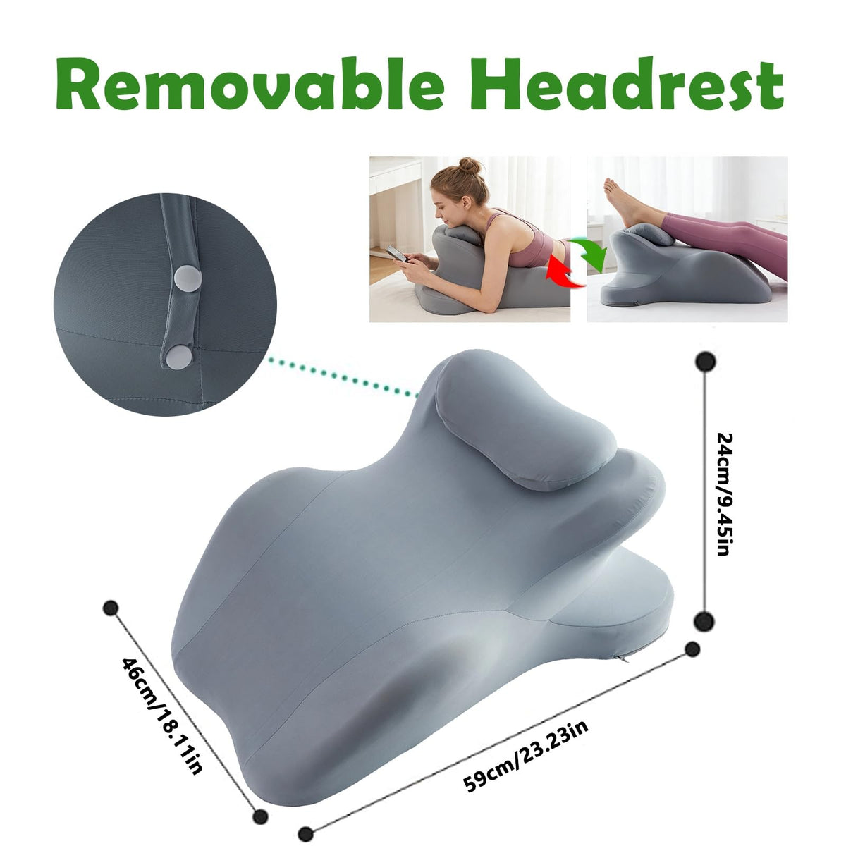RSN Memory Foam Wedge Pillow breathable cover for cooling.