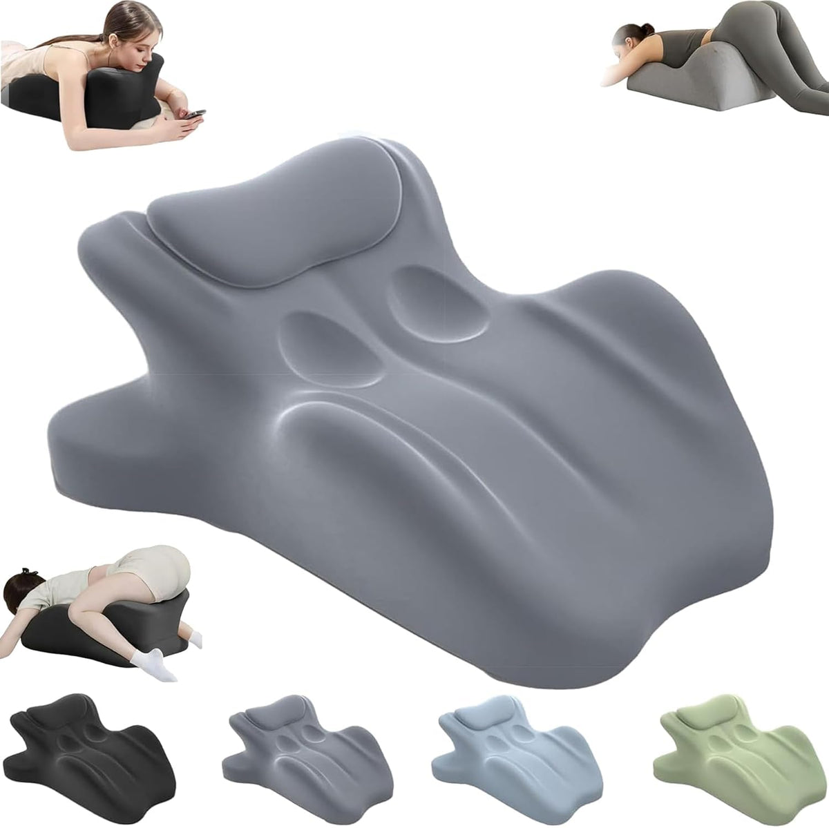 RSN Memory Foam Wedge Pillow shows ergonomic curve cradling neck and spine