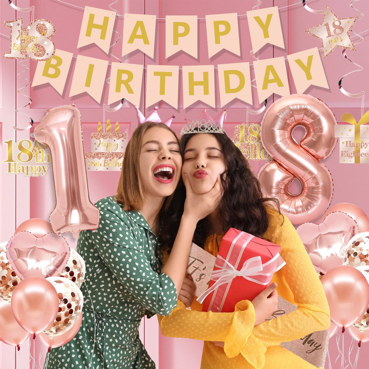 RTHPY rose gold balloons 18 brighten the décor and photos.