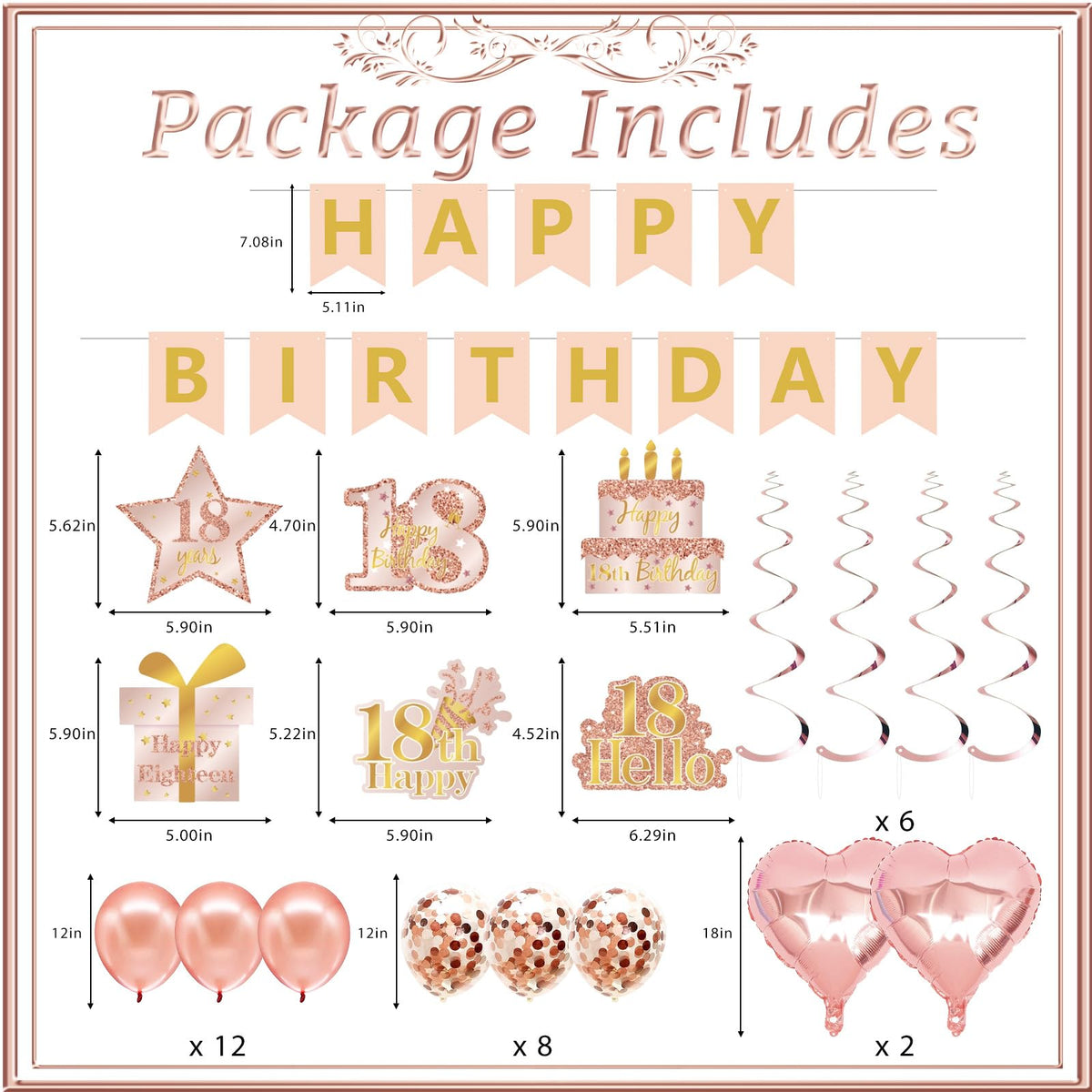 RTHPY rose gold banner 18th adds elegant backdrop for celebrations.