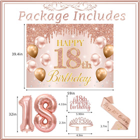 RTHPY rose gold cake topper 18 highlights the birthday centerpiece.