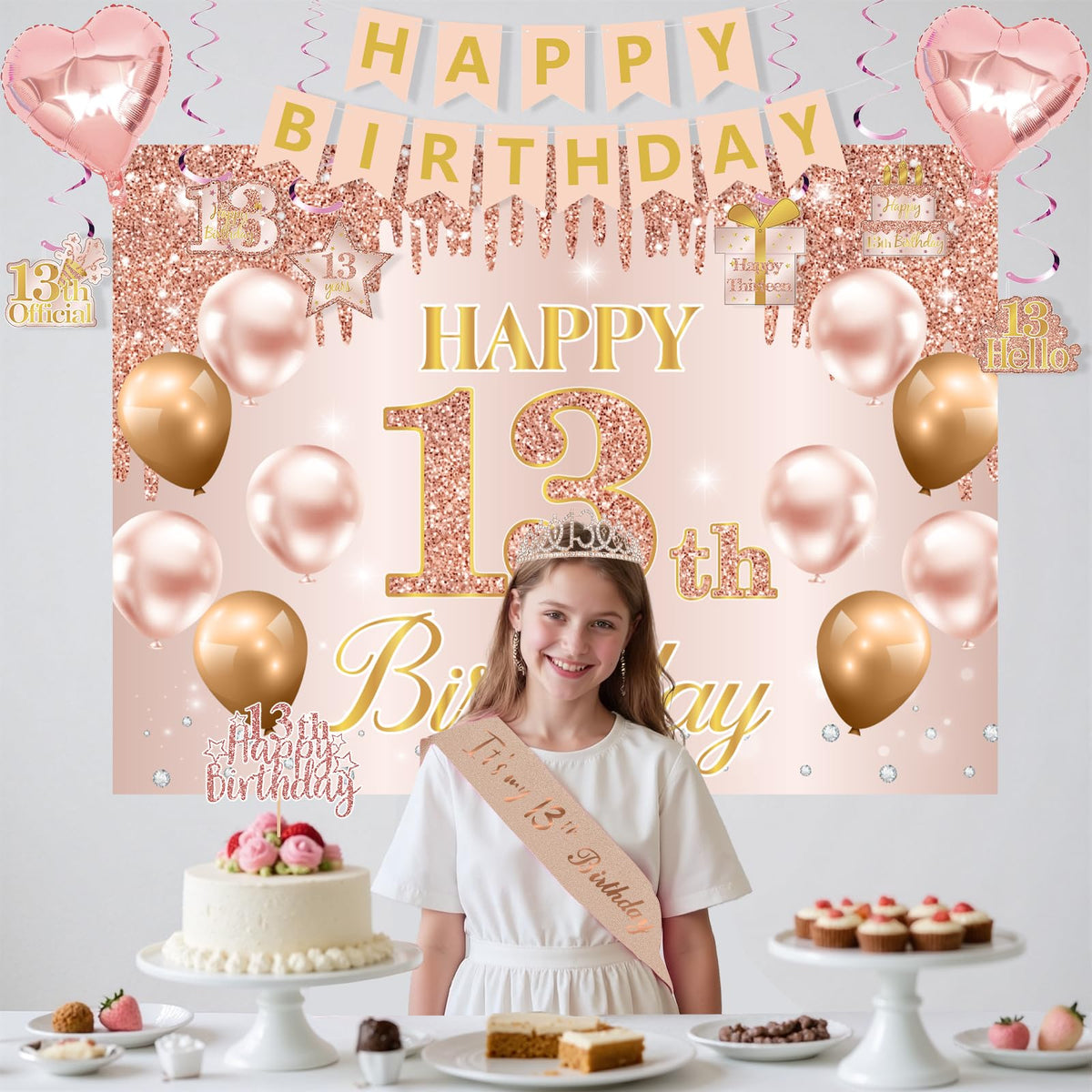 RTHPY rose gold confetti balloons add sparkle to the party