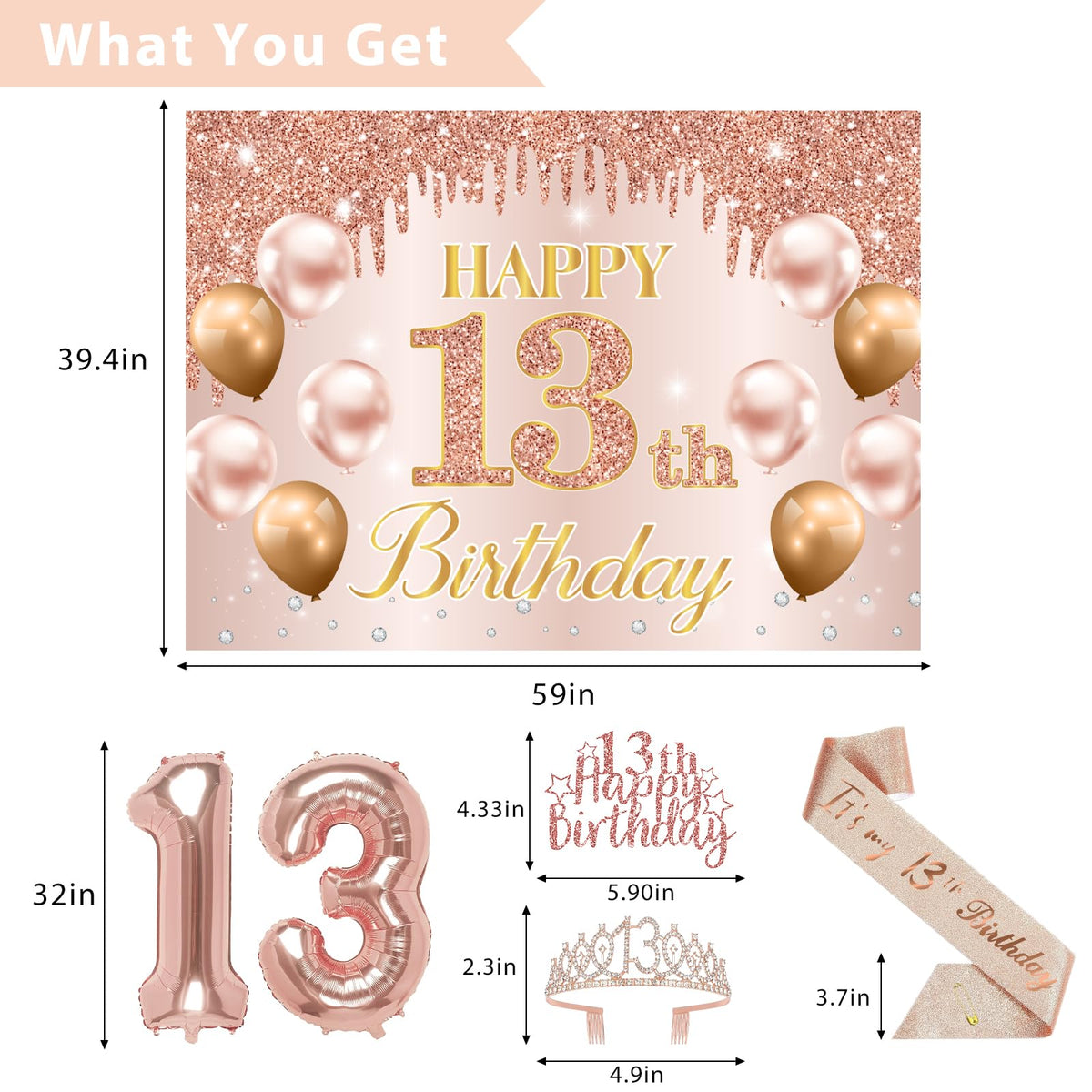 RTHPY rose gold banner enhances walls and creates a festive backdrop