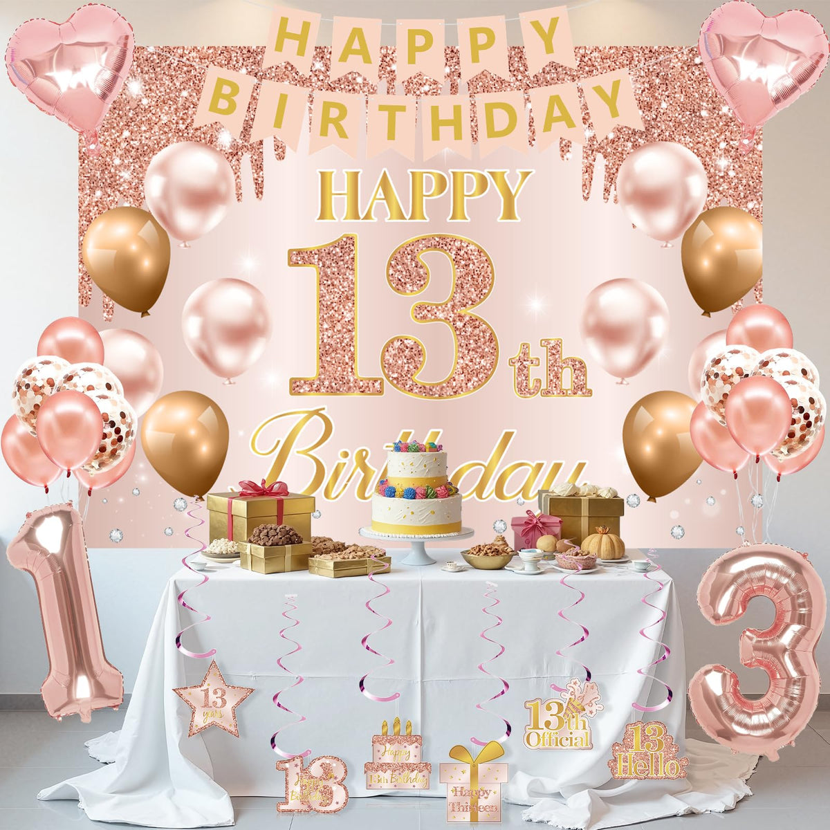 RTHPY rose gold latex balloons brighten ceilings with celebratory charm