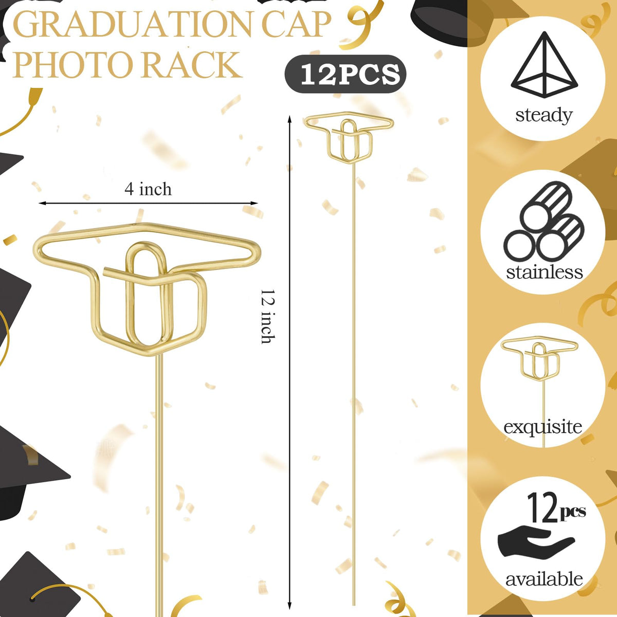Rtteri 12-piece grad cap display set enhances tables and bouquets