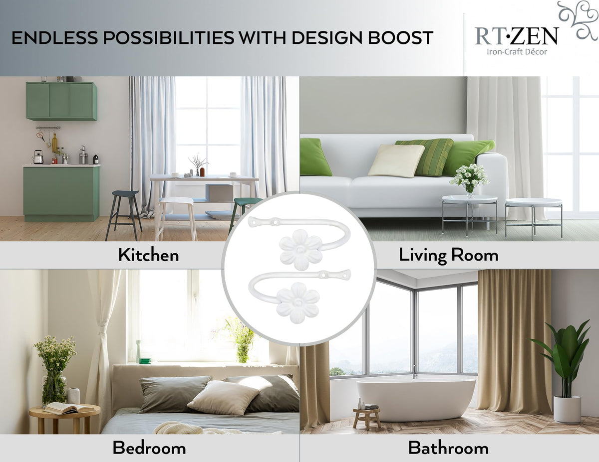RTZEN brushed metal finish holds heavy drapes securely without bulky hardware.