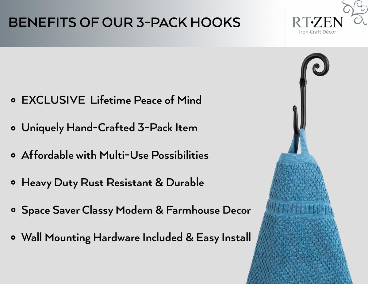 Three-pack RTZEN coat hooks provides sturdy storage for coats and bags