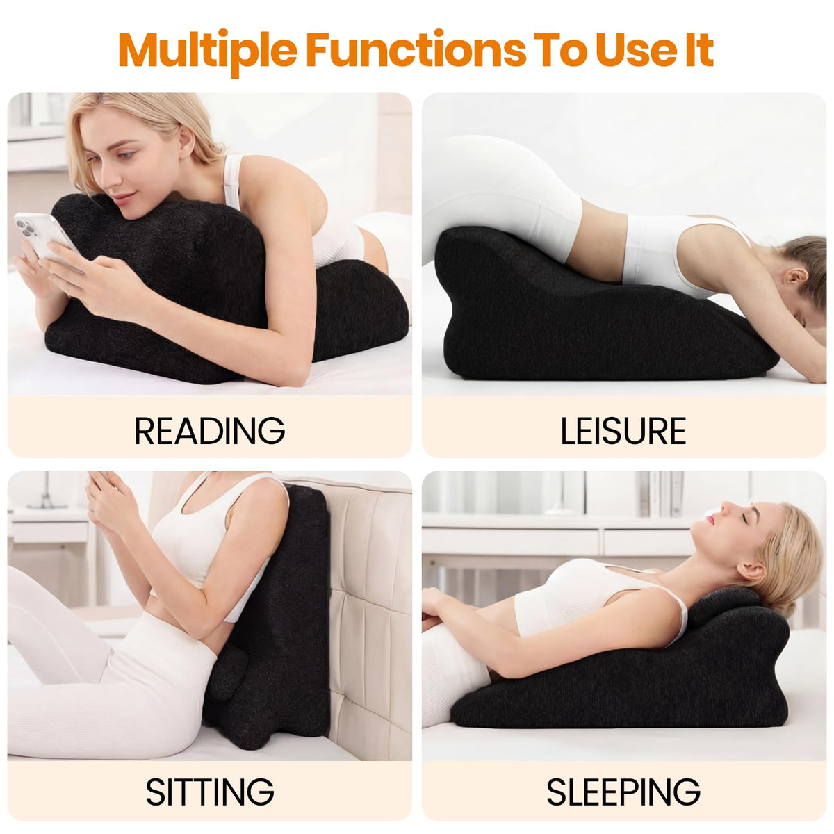 Ruanuo wedge enhances bedside reading or couch lounging with ergonomic support.