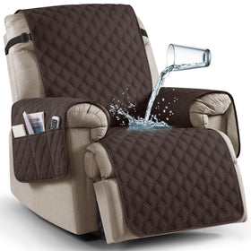 Ruaozz waterproof recliner cover in chocolate protects furniture from spills.