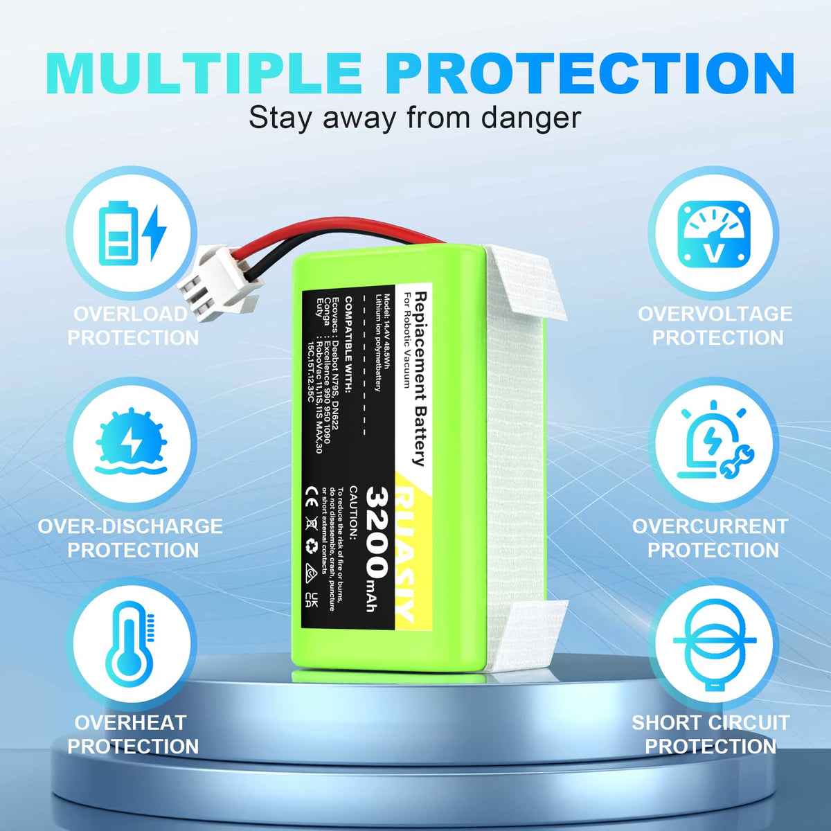 Ruasiy 14.4V battery for G30 maintains consistent floor-sweeping performance