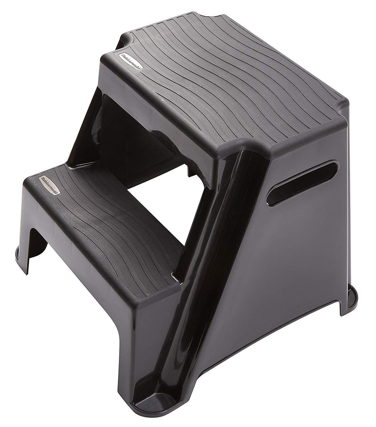 Rubbermaid 2-step stool provides a large, comfortable platform for standing.