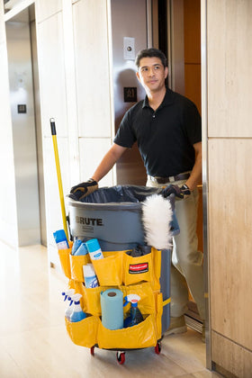 Durable Rubbermaid organizer for daily facility cleaning tasks