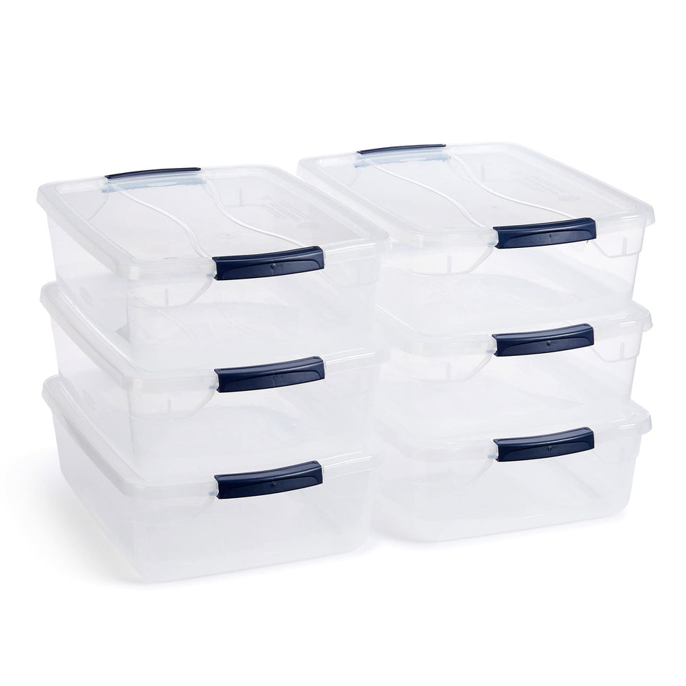 Rubbermaid Cleverstore 17qt bin with lid offers quick access and clear visibility.