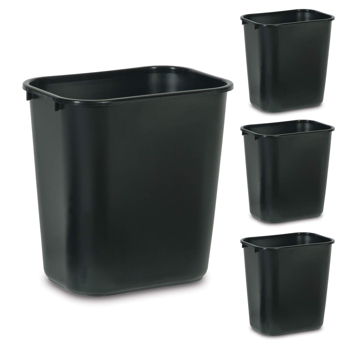 Rubbermaid Commercial deskside wastebasket under-desk design keeps workspace tidy