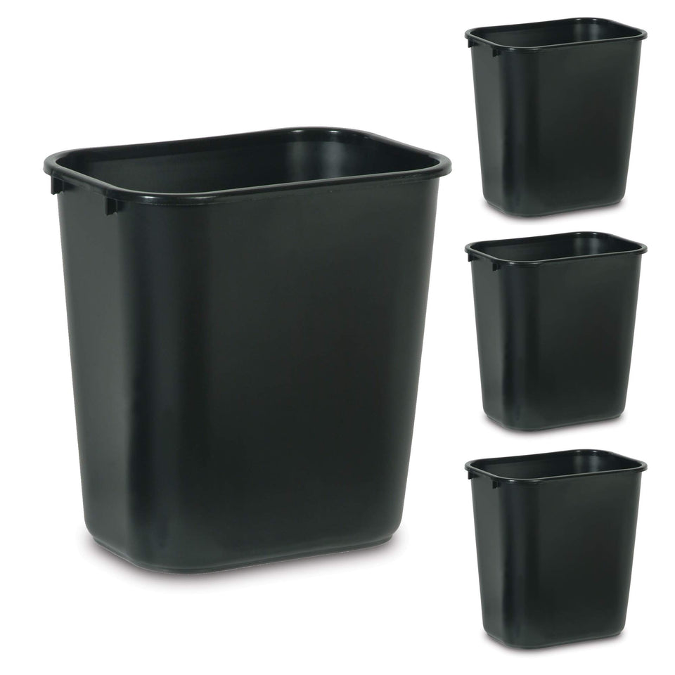 Rubbermaid Commercial deskside wastebasket under-desk design keeps workspace tidy