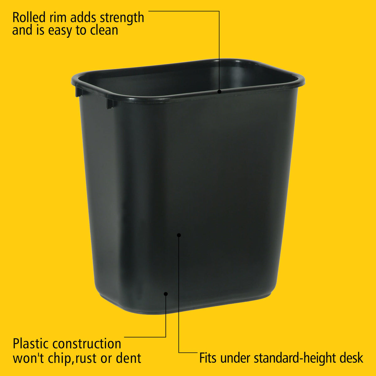 Rubbermaid Commercial deskside wastebasket nests for compact storage