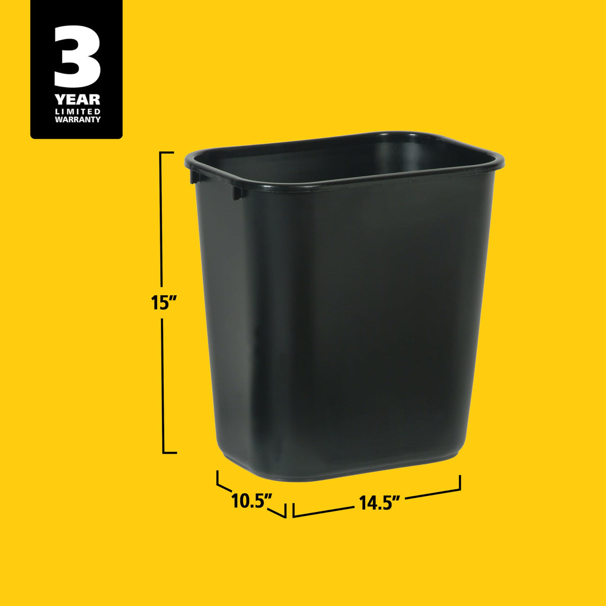 Rubbermaid deskside wastebasket fits under sinks and counters for discreet waste