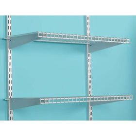 Rubbermaid Configurations white brackets close-up show corrosion-resistant hardware.