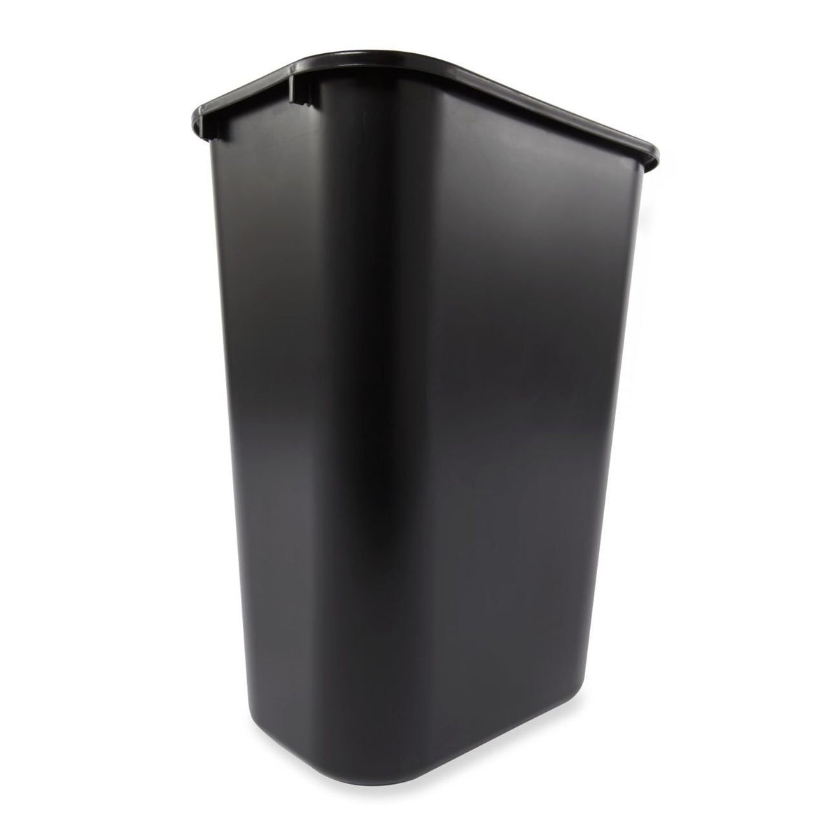 Rubbermaid Deskside wastebasket durable plastic resists daily wear.