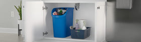 Rubbermaid dual-stream solution supports recycling and waste in kitchens.