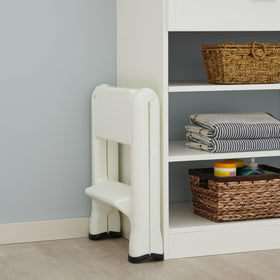 Rubbermaid two-step stool supports up to 300 pounds for adults and kids.