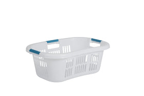 Rubbermaid Hip-Hugger Laundry Basket with curved hip-rest for easy one-handed transport.