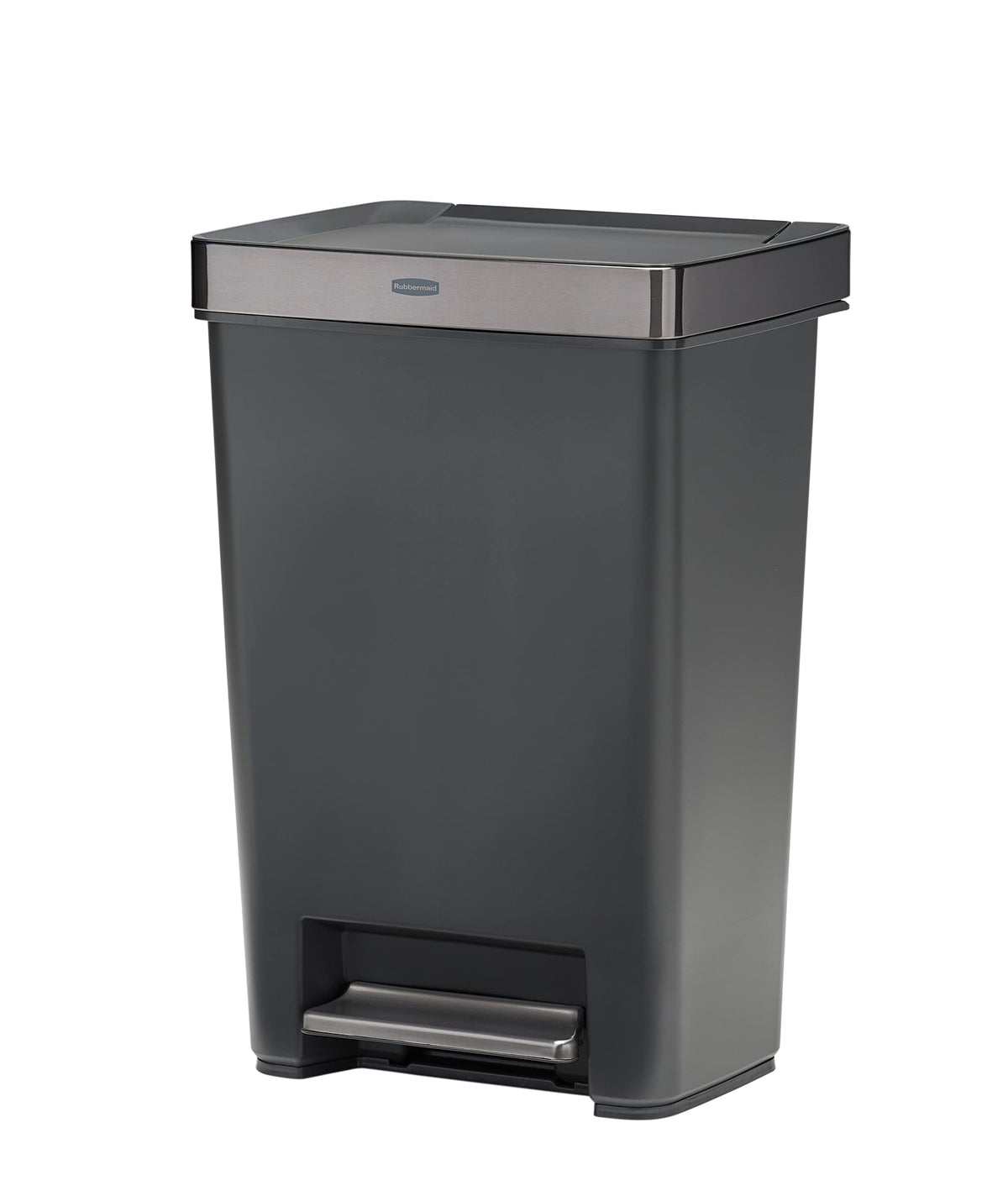 Rubbermaid Premier Series III step-on trash can with charcoal pedal for hands-free waste disposal