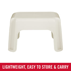 Rubbermaid Roughneck Step-Stool Bisque side view highlighting slim storage and portability.