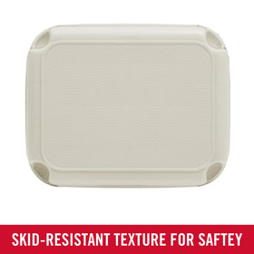 Rubbermaid Roughneck Step-Stool Bisque textured surface provides secure footing during tasks.