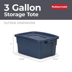 Roughneck 3 Gal totes stacked securely for space savings