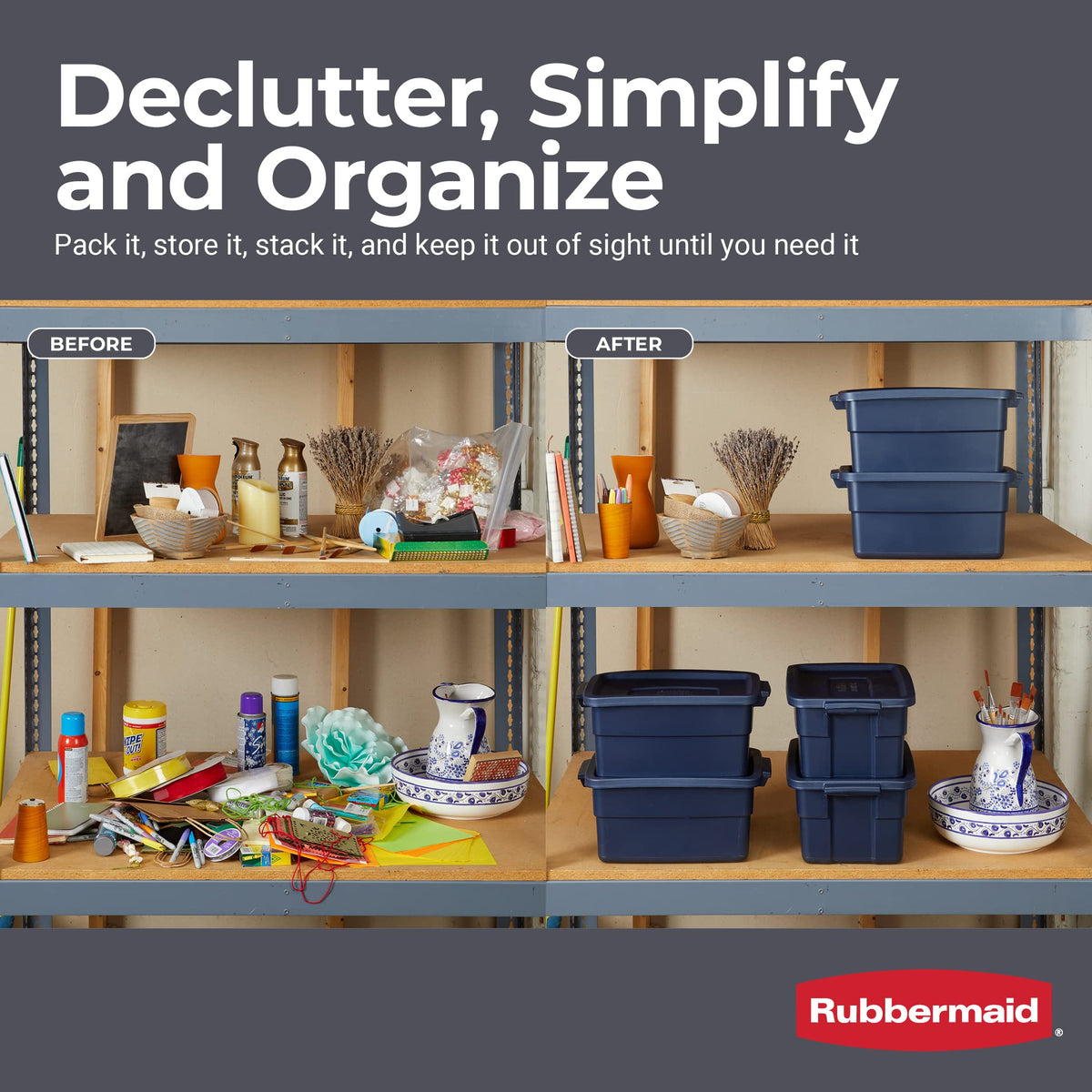 Rubbermaid Roughneck tote made in USA for durable organization