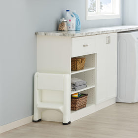 Rubbermaid rust- and dent-resistant stool design that cleans easily.