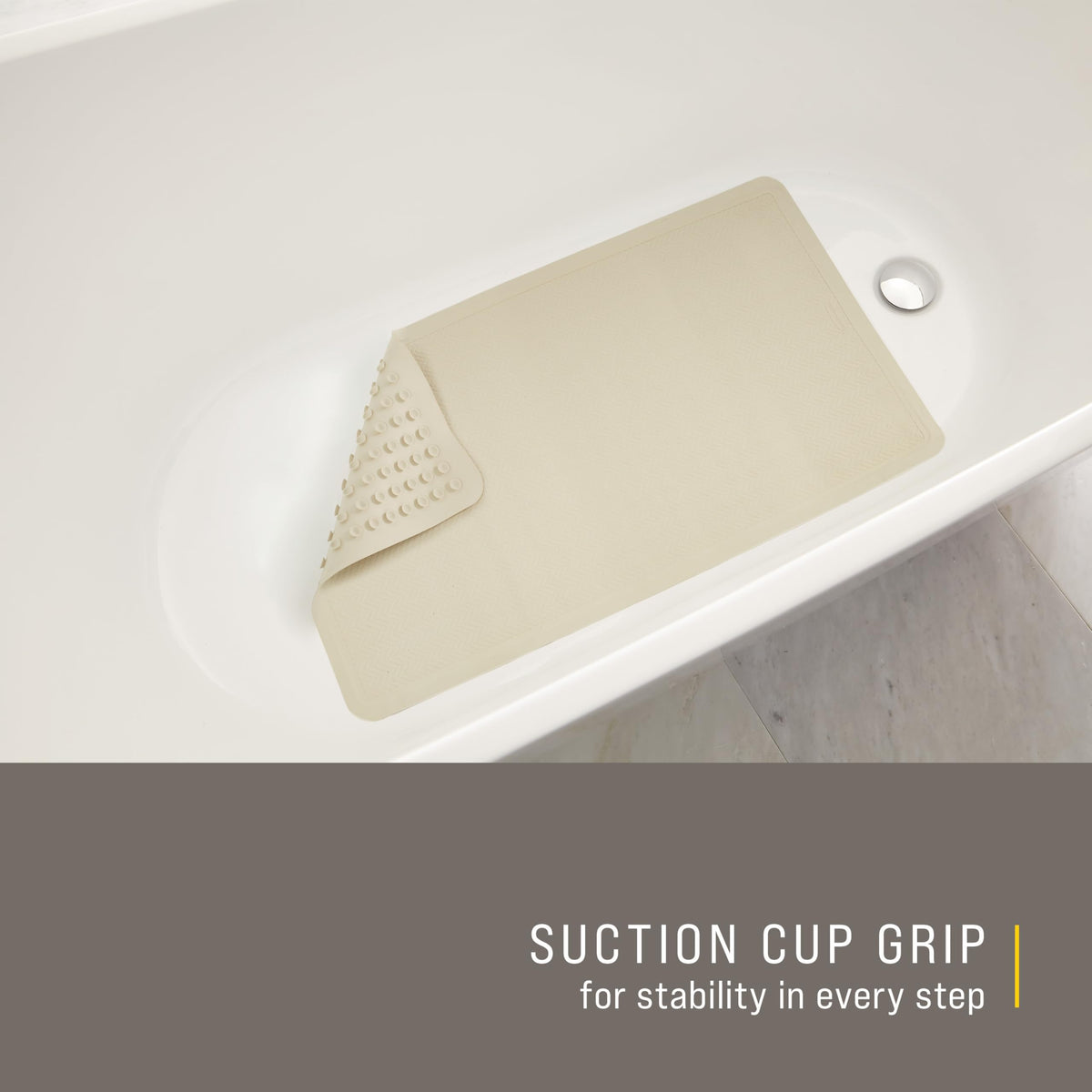 Rubbermaid Safti-Grip bath mat mildew-resistant for long-lasting bathroom cleanliness.