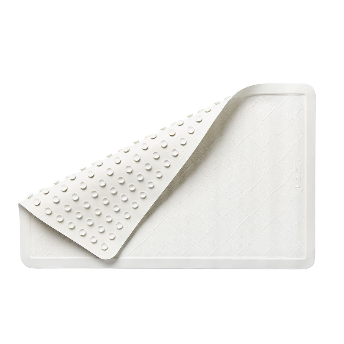 Rubbermaid Safti-Grip bath mat with suction backs stays securely in place for showers.