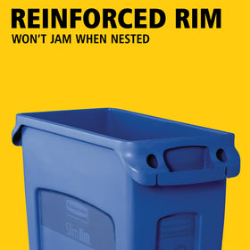 Slim Jim bin with venting channels facilitates quick liner removal