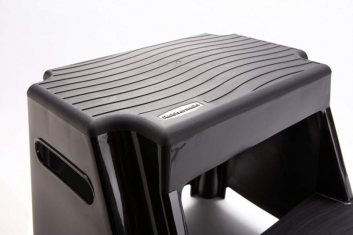 Rubbermaid stool's non-marring feet protect floors during home projects.