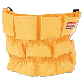 Rubbermaid supply organizing caddy on BRUTE can for quick cleaning setup