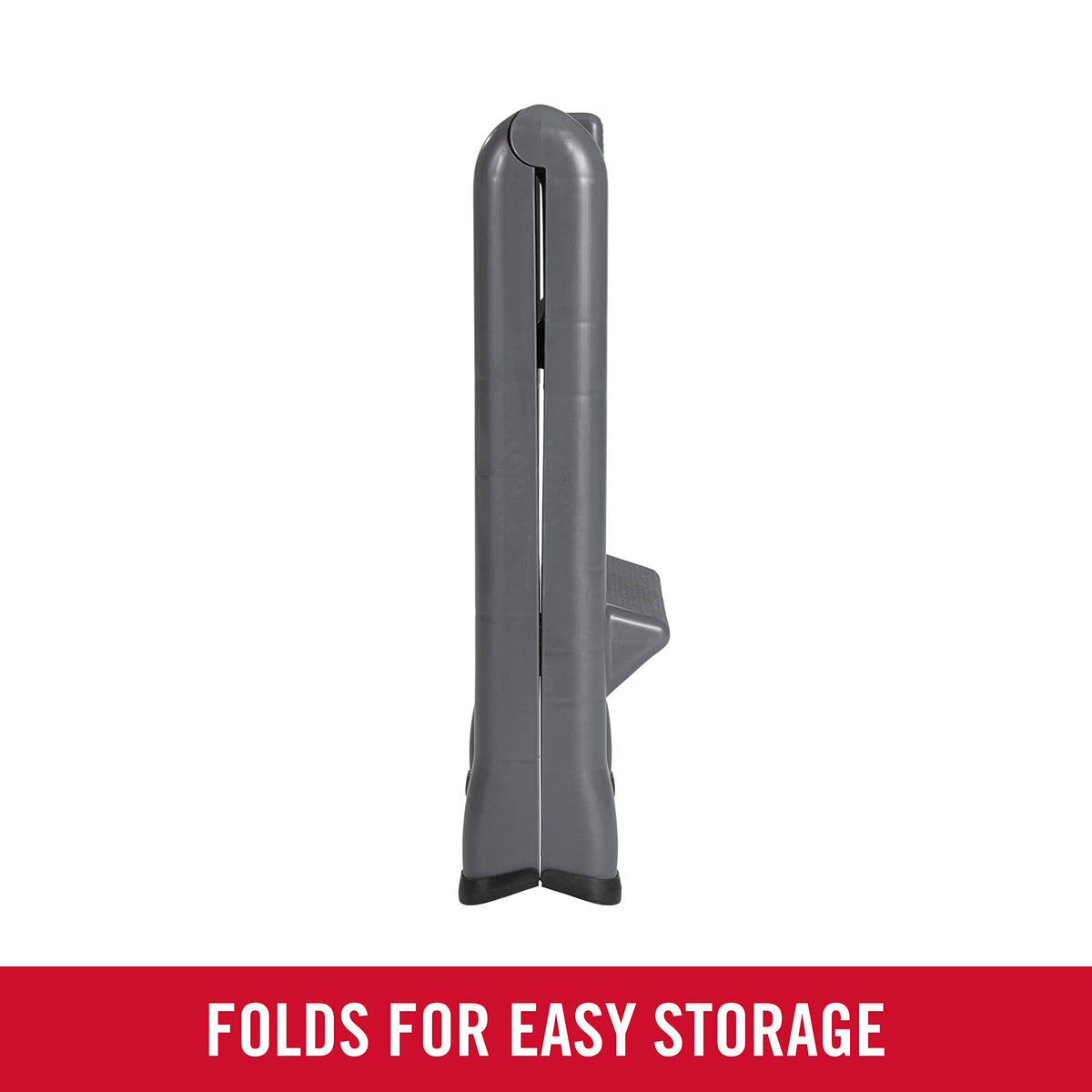 Rubbermaid two-step stool features dent-resistant plastic construction.