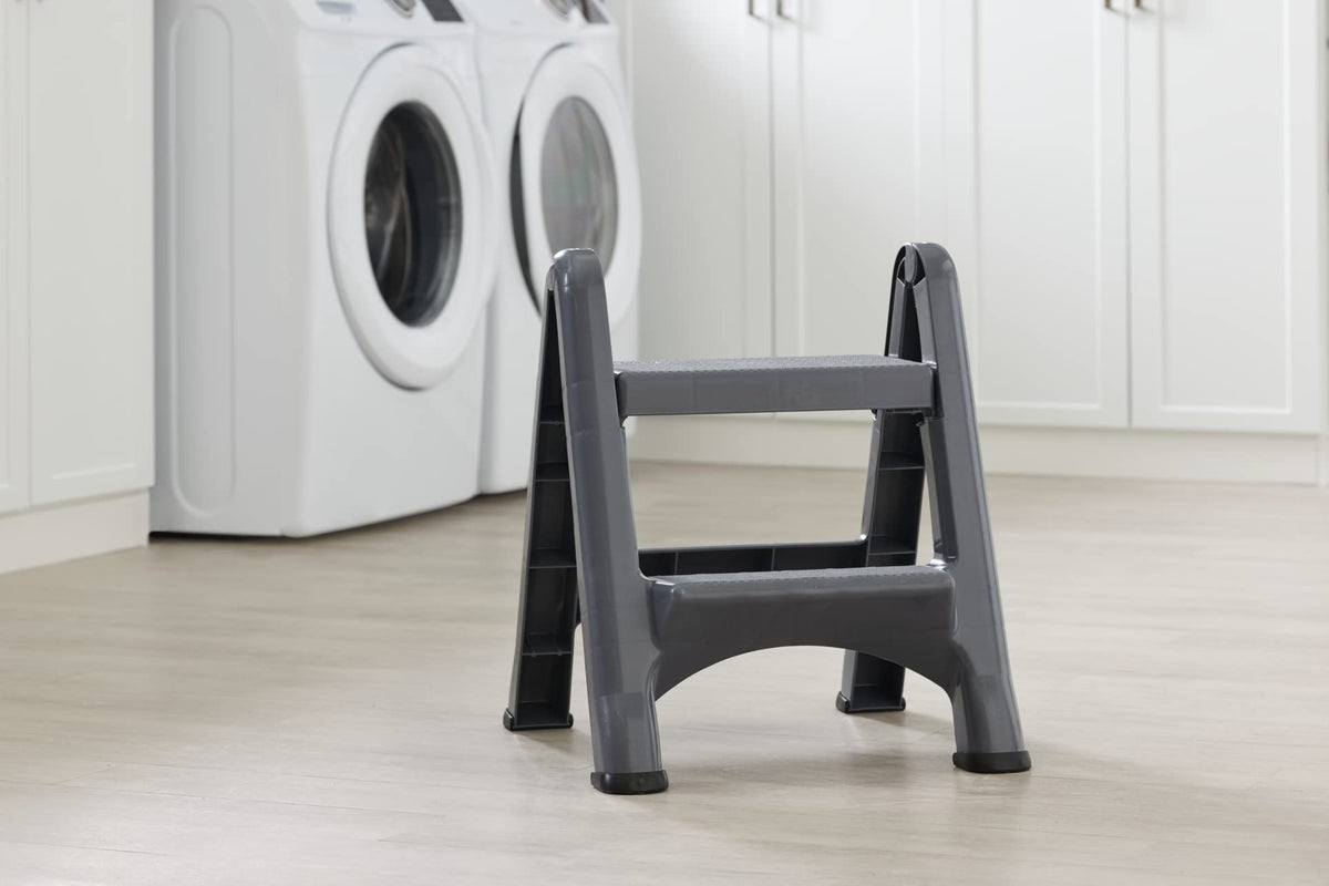 Rubbermaid two-step stool is easy to clean with a damp cloth.