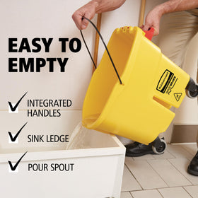 Rubbermaid WaveBrake sink ledge helps reduce strain when lifting and emptying.