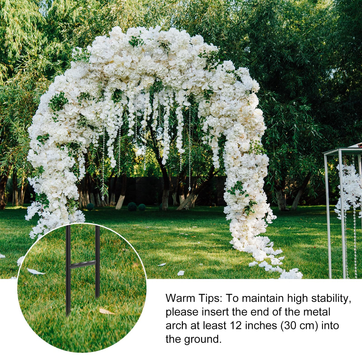 RUBFAC 7.8ft garden arch supports vines along a garden path