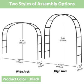 RUBFAC 7.8ft garden arch side view showing climbing plants
