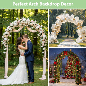 RUBFAC 7.8ft garden arch wedding setup with florals and lights
