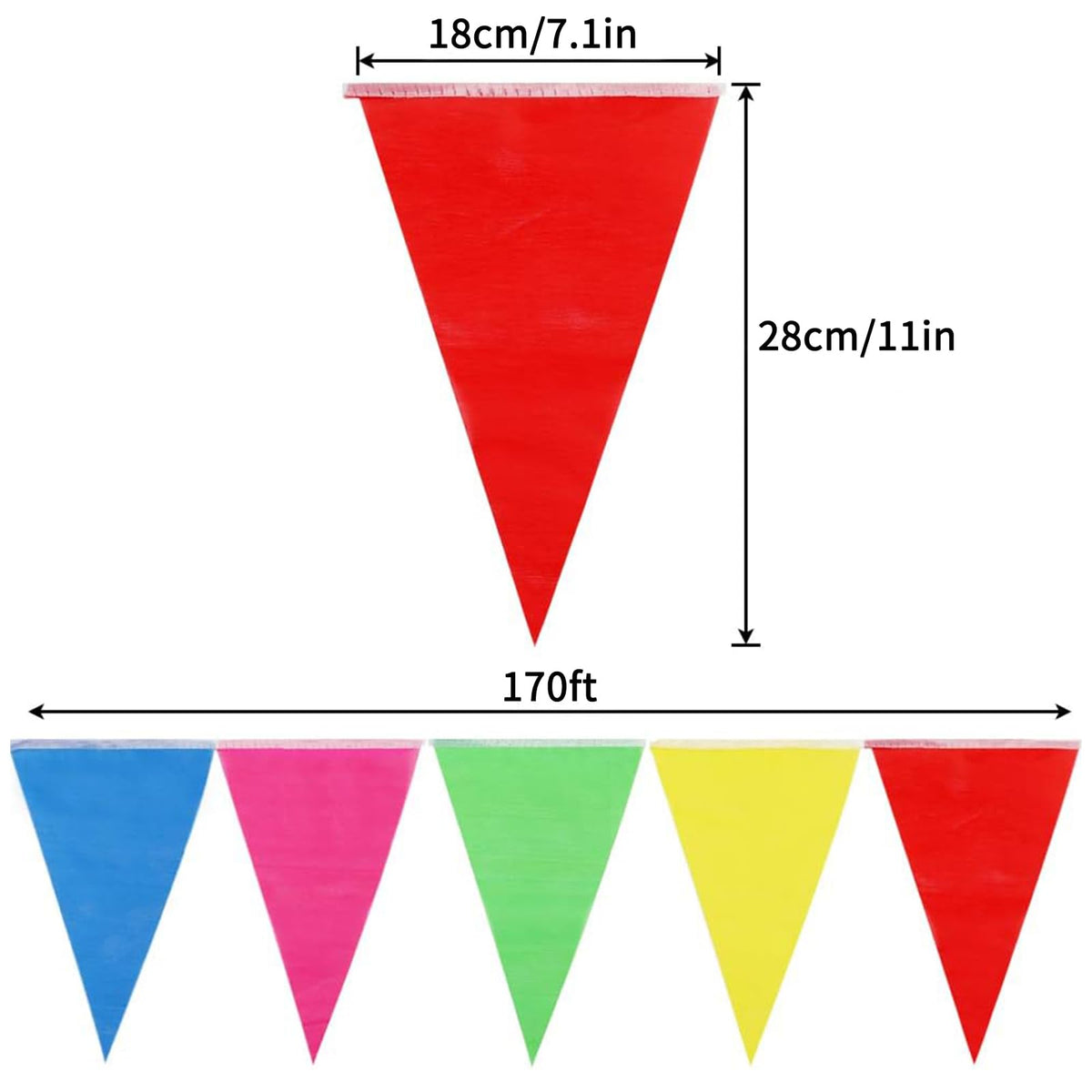 Rubfac rainbow-colored pennants brighten parties with vibrant, eye-catching decor.